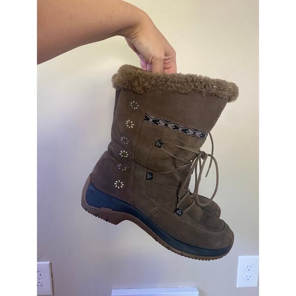 Ulu Suluk waterproof winter leather shearling boots brown womens 8.5 - Picture 1 of 7